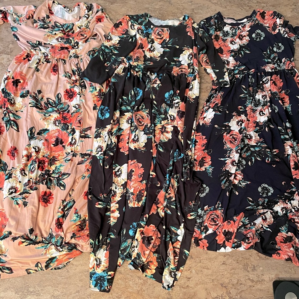 3 long sleeve floral maxi dresses reborn J 2x